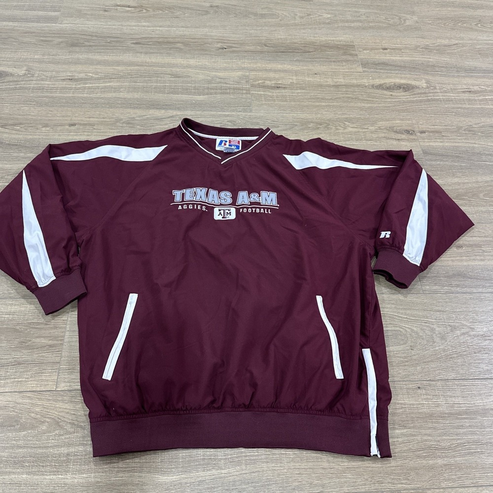 Texas A&M Aggies Pullover‎ Windbreaker Mens Size XL Russell Athletic EUC